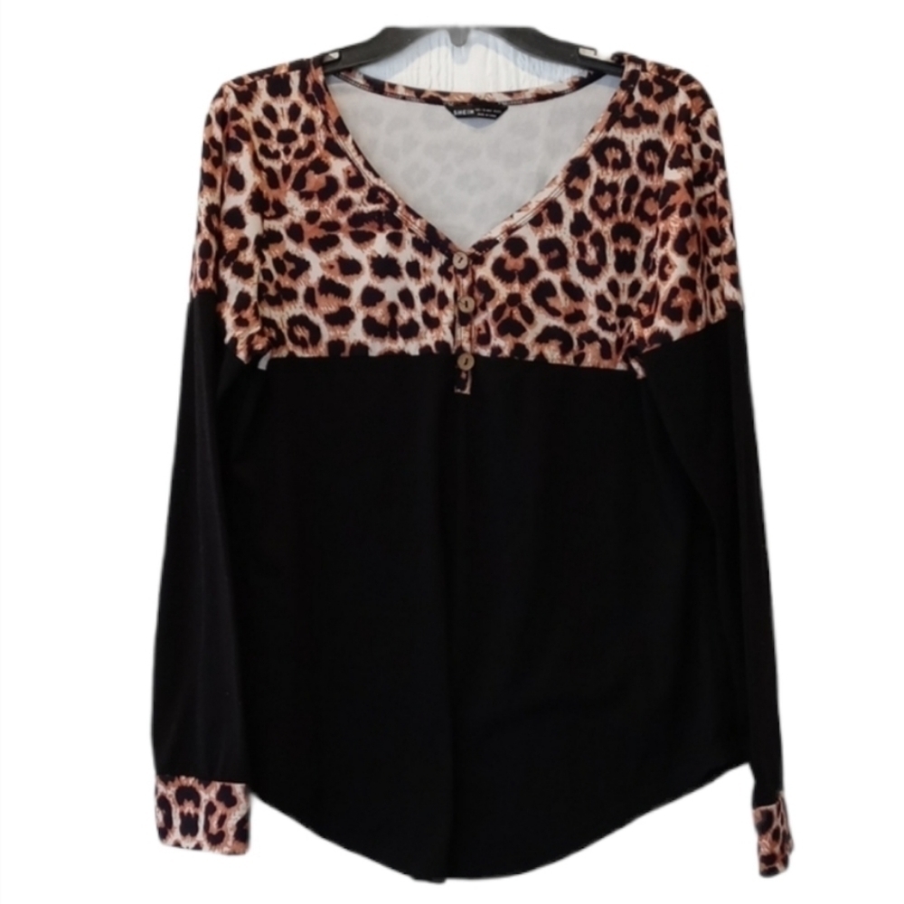 Shein long sleeve blouse large or 8/10 leopard